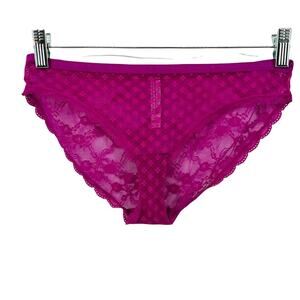 Victoria's Secret Fuschia Nylon Lace Bikini Panty Medium